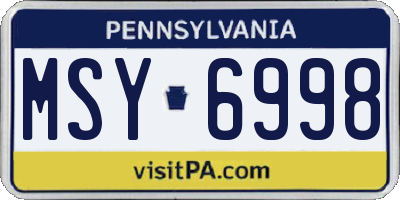 PA license plate MSY6998