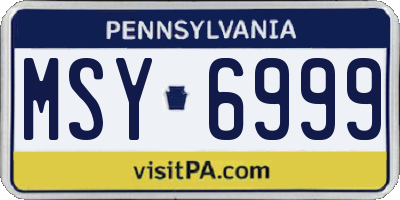 PA license plate MSY6999