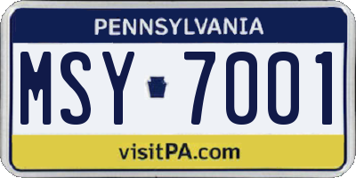 PA license plate MSY7001