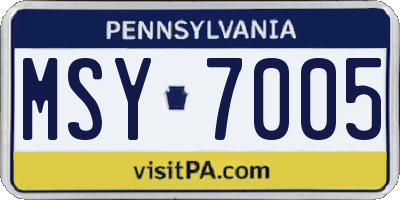 PA license plate MSY7005