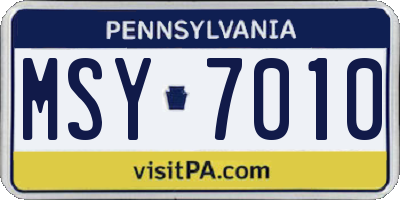 PA license plate MSY7010