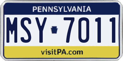 PA license plate MSY7011