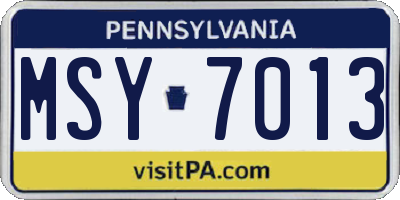 PA license plate MSY7013