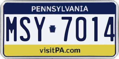 PA license plate MSY7014
