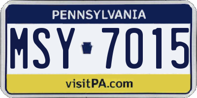 PA license plate MSY7015