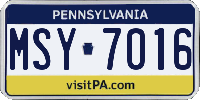 PA license plate MSY7016