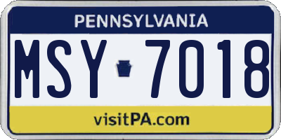 PA license plate MSY7018