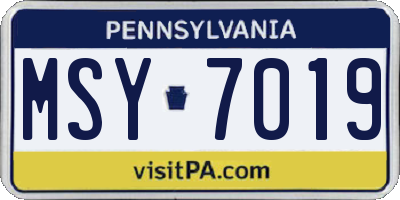 PA license plate MSY7019