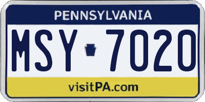 PA license plate MSY7020