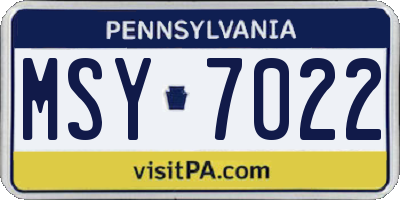 PA license plate MSY7022