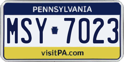 PA license plate MSY7023