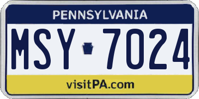 PA license plate MSY7024