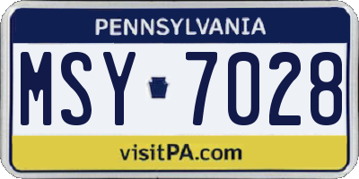 PA license plate MSY7028
