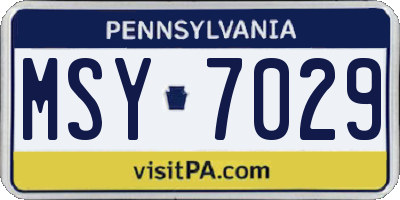 PA license plate MSY7029