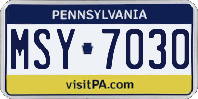 PA license plate MSY7030