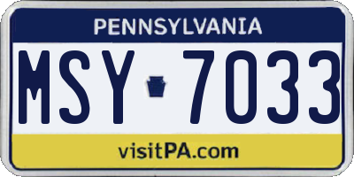 PA license plate MSY7033