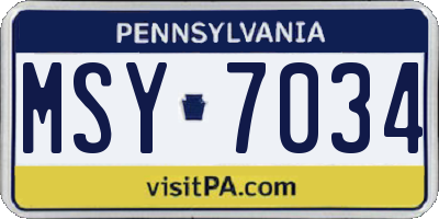 PA license plate MSY7034