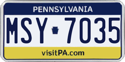 PA license plate MSY7035