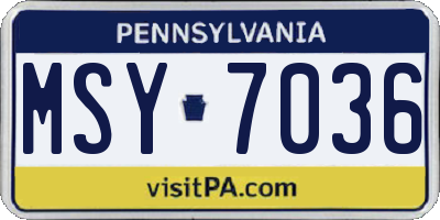 PA license plate MSY7036