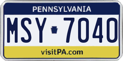 PA license plate MSY7040
