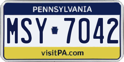 PA license plate MSY7042
