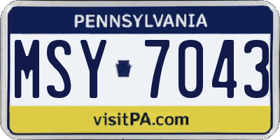 PA license plate MSY7043