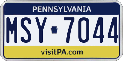 PA license plate MSY7044
