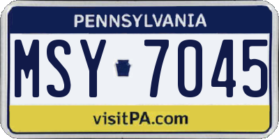 PA license plate MSY7045