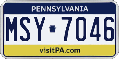 PA license plate MSY7046