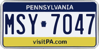 PA license plate MSY7047