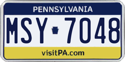 PA license plate MSY7048