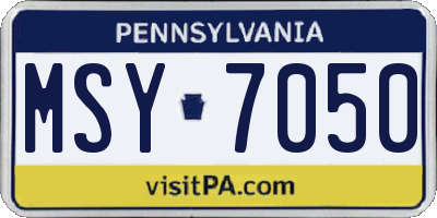 PA license plate MSY7050