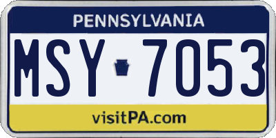 PA license plate MSY7053