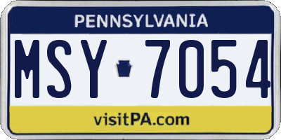 PA license plate MSY7054