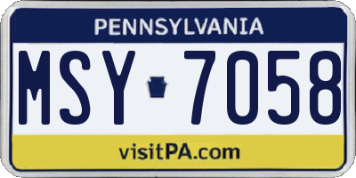 PA license plate MSY7058