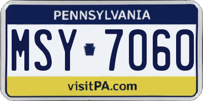 PA license plate MSY7060