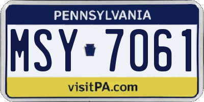 PA license plate MSY7061