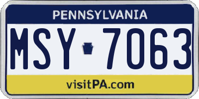 PA license plate MSY7063