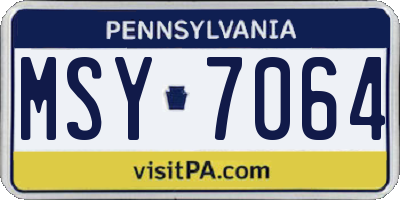 PA license plate MSY7064