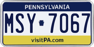 PA license plate MSY7067