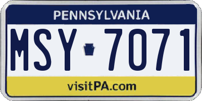 PA license plate MSY7071