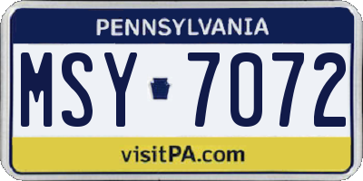PA license plate MSY7072