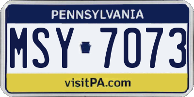 PA license plate MSY7073