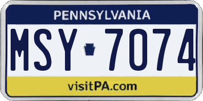 PA license plate MSY7074