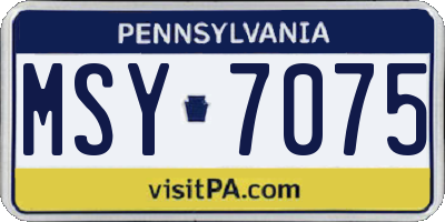 PA license plate MSY7075