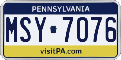 PA license plate MSY7076