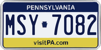 PA license plate MSY7082