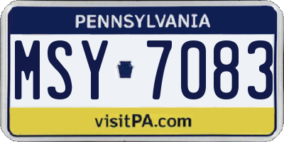 PA license plate MSY7083