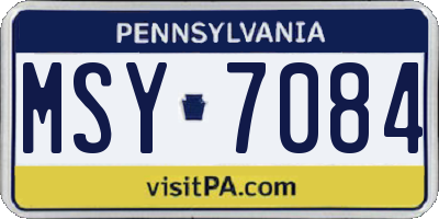 PA license plate MSY7084