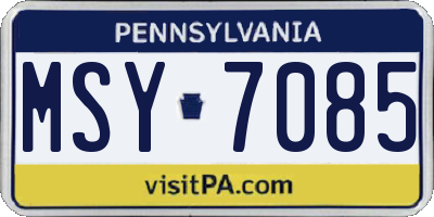 PA license plate MSY7085